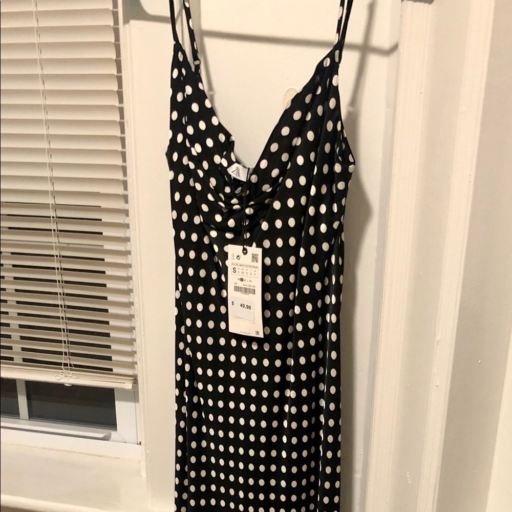 NEVER WORN Zara polka dot slip dress